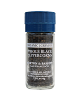 Peppercorns, Black - Organic (Whole) with Grinder front