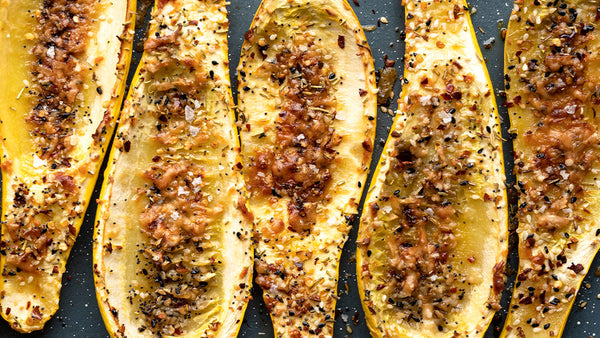Cheesy Everything Sprinkle Squash Boats