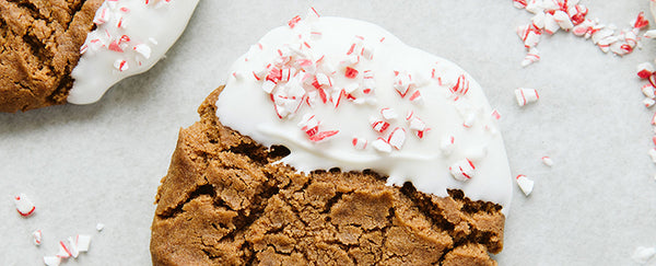 Ginger Molasses Cookies with White Chocolate & Peppermint