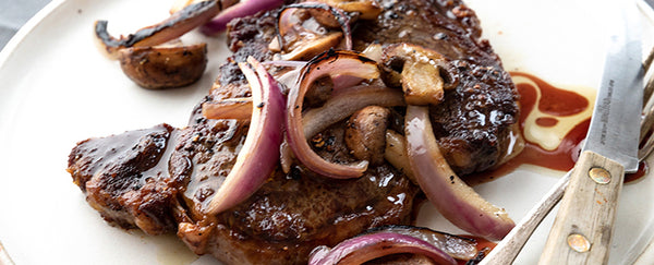 Steak with Caramelized Onions & Mushrooms