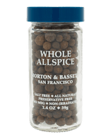 Jar of whole allspice with Morton & Bassett label 