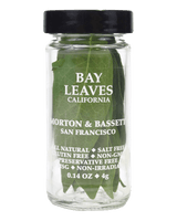 Jar of Morton & Bassett Bay Leaves with a black lid 