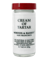 Jar of Morton & Bassett Cream of Tartar with a red lid 