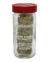 Jar of cardamom with a red lid