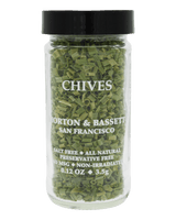 Jar of chives with 'Morton & Bassett' branding 