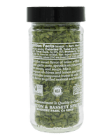 Jar of dried herbs with nutritional information 