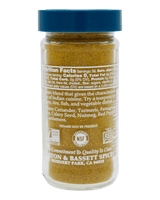 Jar of spices with a blue lid 