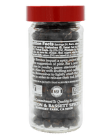 Jar of berries with a red lid and black label 