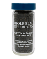 Morton & Bassett Whole Black Peppercorns spice jar front label