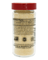 A bottle of Morton & Bassett Spices Classic Italian Seasoning with a red cap, showing the back of the label with nutrition facts and NSF certification logos 