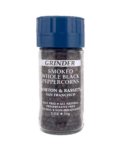 Peppercorns, Smoked Black (Whole) With Grinder