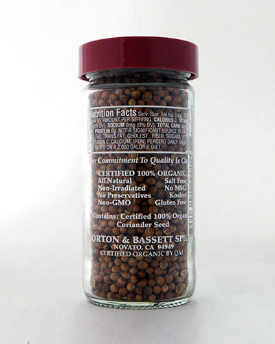 Coriander Seed Organic Back Packaging - Product Carousel Image